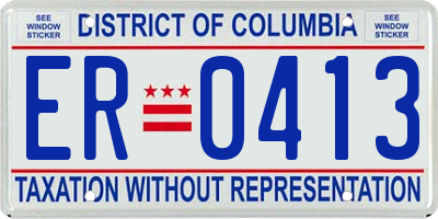 DC license plate ER0413