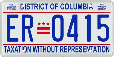 DC license plate ER0415