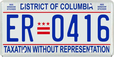 DC license plate ER0416