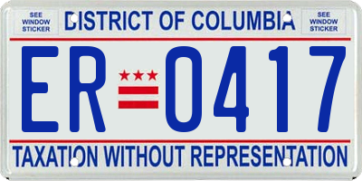 DC license plate ER0417