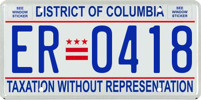 DC license plate ER0418