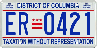 DC license plate ER0421