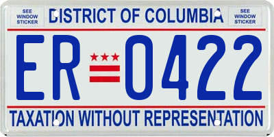 DC license plate ER0422