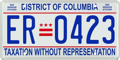 DC license plate ER0423