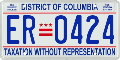 DC license plate ER0424