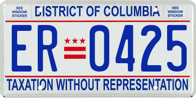 DC license plate ER0425