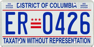 DC license plate ER0426