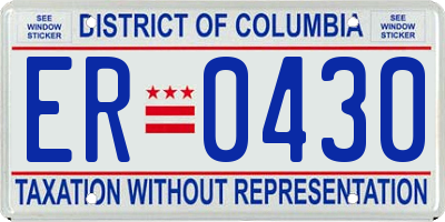 DC license plate ER0430