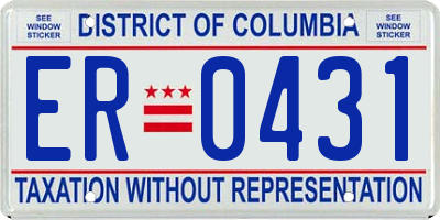 DC license plate ER0431
