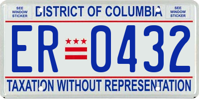 DC license plate ER0432