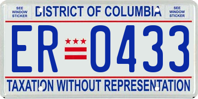 DC license plate ER0433