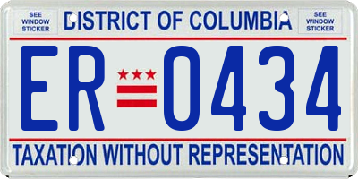 DC license plate ER0434