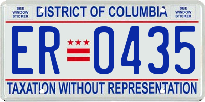 DC license plate ER0435