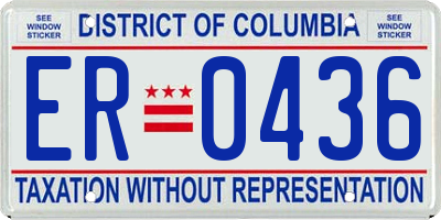 DC license plate ER0436