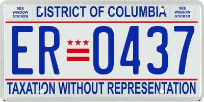 DC license plate ER0437