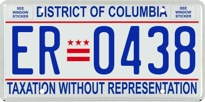 DC license plate ER0438