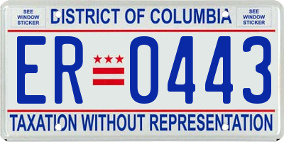 DC license plate ER0443