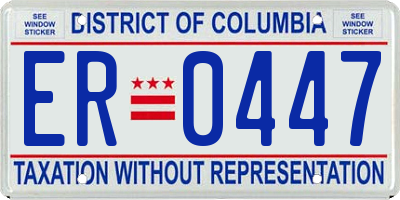 DC license plate ER0447
