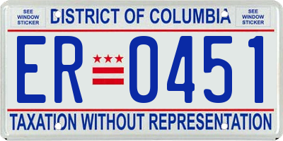 DC license plate ER0451
