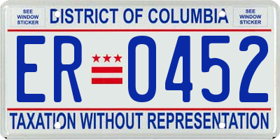 DC license plate ER0452