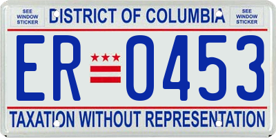 DC license plate ER0453