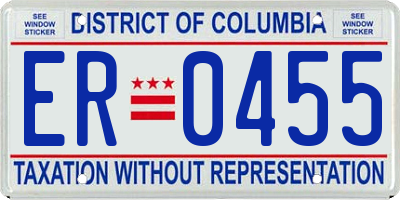 DC license plate ER0455