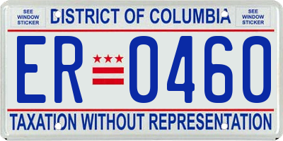 DC license plate ER0460