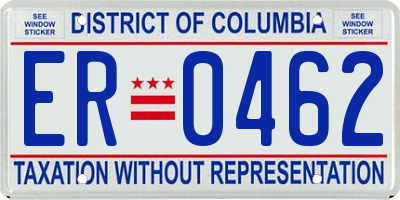 DC license plate ER0462