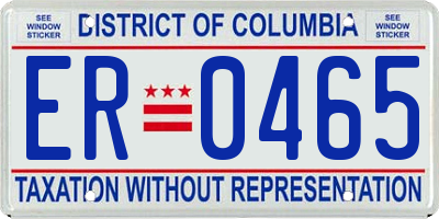 DC license plate ER0465