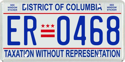 DC license plate ER0468
