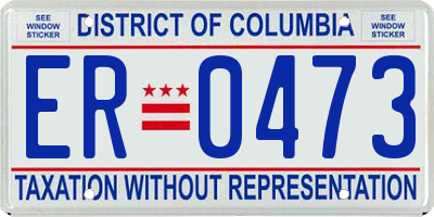 DC license plate ER0473