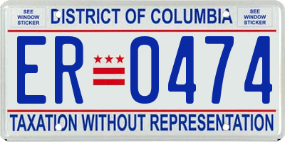 DC license plate ER0474