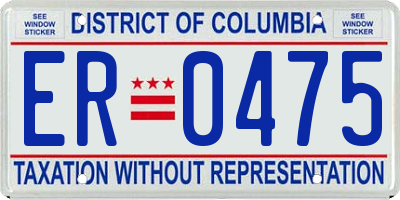 DC license plate ER0475