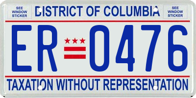 DC license plate ER0476