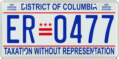 DC license plate ER0477
