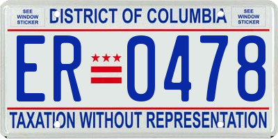 DC license plate ER0478