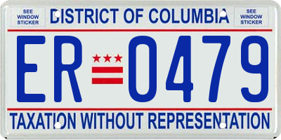 DC license plate ER0479
