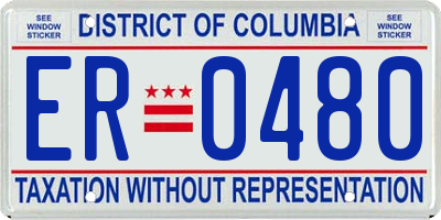 DC license plate ER0480
