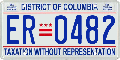 DC license plate ER0482