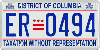 DC license plate ER0494