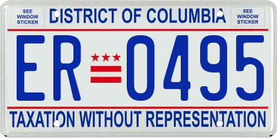 DC license plate ER0495