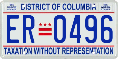 DC license plate ER0496