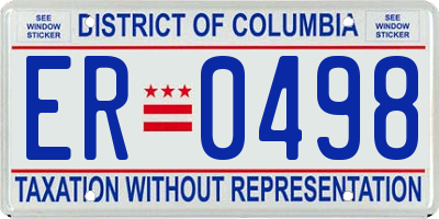 DC license plate ER0498