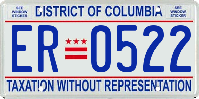 DC license plate ER0522