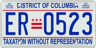 DC license plate ER0523
