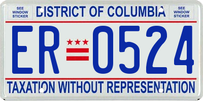 DC license plate ER0524
