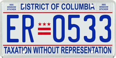 DC license plate ER0533