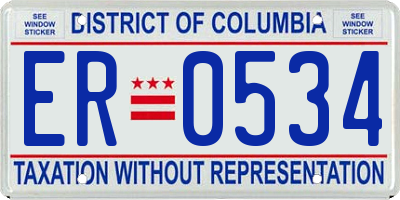 DC license plate ER0534