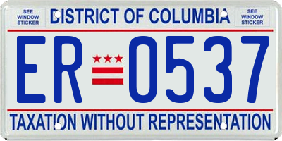 DC license plate ER0537