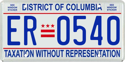 DC license plate ER0540